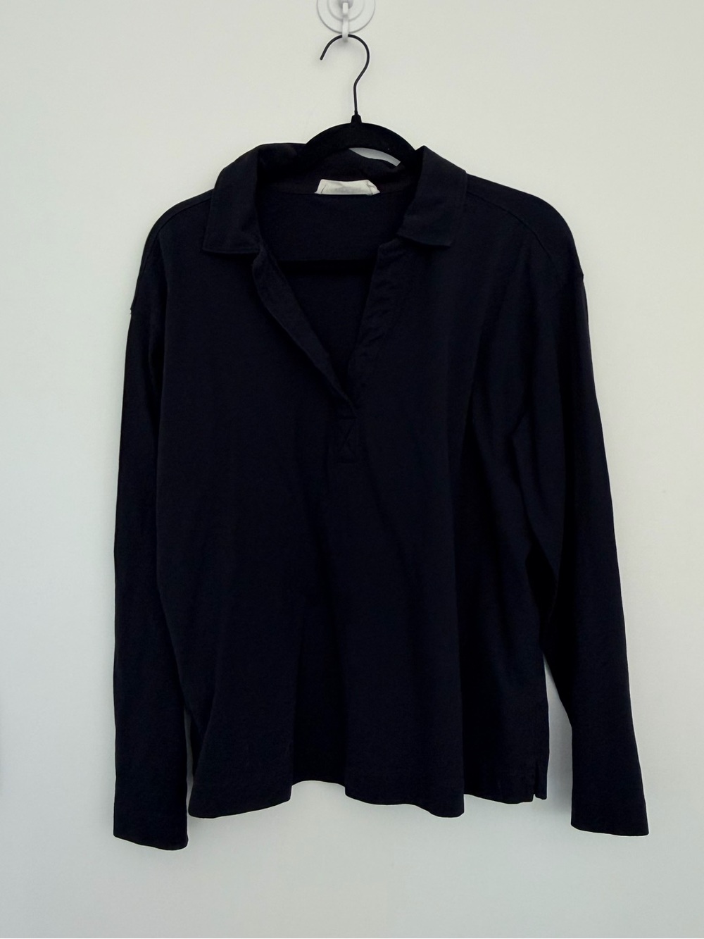 Everlane Mariner Rugby Women's Black V-Neck Long Sleeve Polo Top - Picture 2 of 6